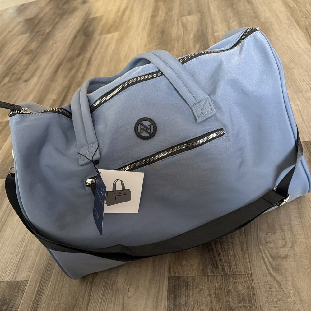 NWT $360 Adrienne Vittadini Blue Getaway Collection Nylon Duffel Carry On Bag